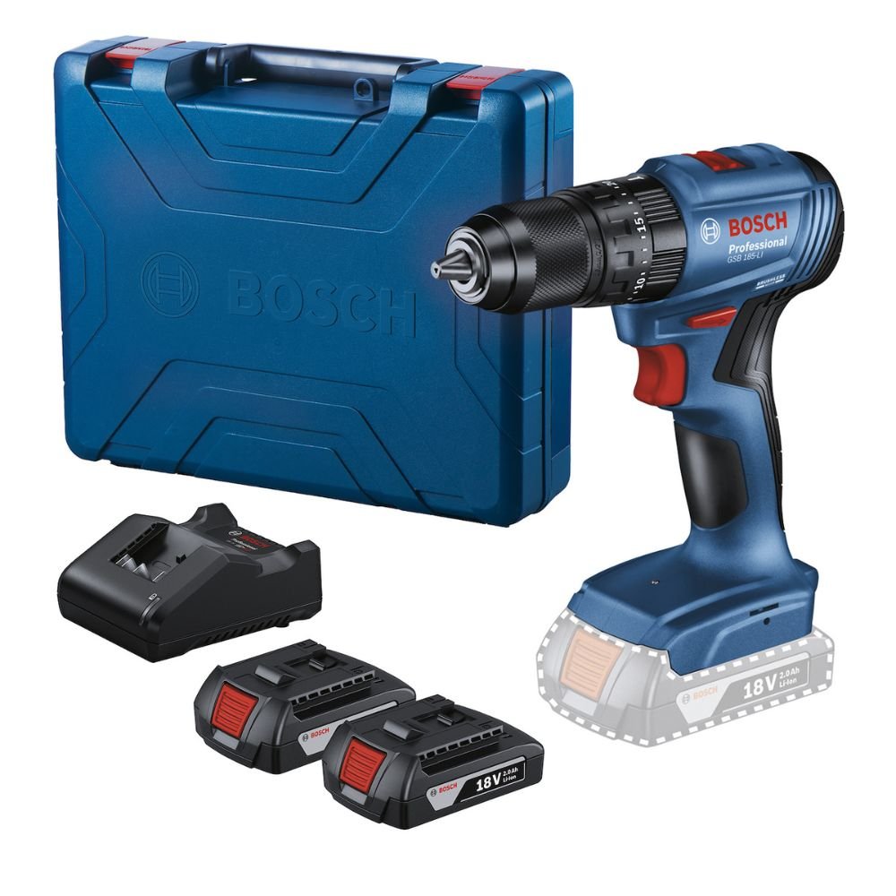 Furadeira e Parafusadeira de Impacto 1/2Pol. 18V Brushless com 2 Baterias 2,0Ah Carregador Bivolt e Maleta GSB 185-LI BOSCH-06019K31E5-000 - Imagem 3