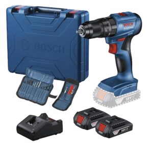 Furadeira Parafusadeira de Impacto 18V GSB 185LI-2BX 1/2 Pol. com 2 Baterias 2Ah, Jogo de Bits 23 Peças, Carregador Bivolt e Maleta BOSCH-06019K31E7-000