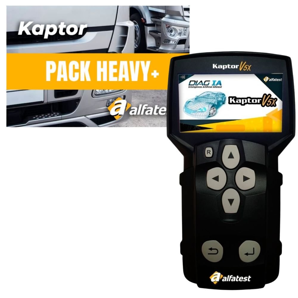 Combo Scannner Automotivo Kaptor V5X FLEX AUTO + Liberação Pack Heavy Diesel Pesado ALFATEST-9596