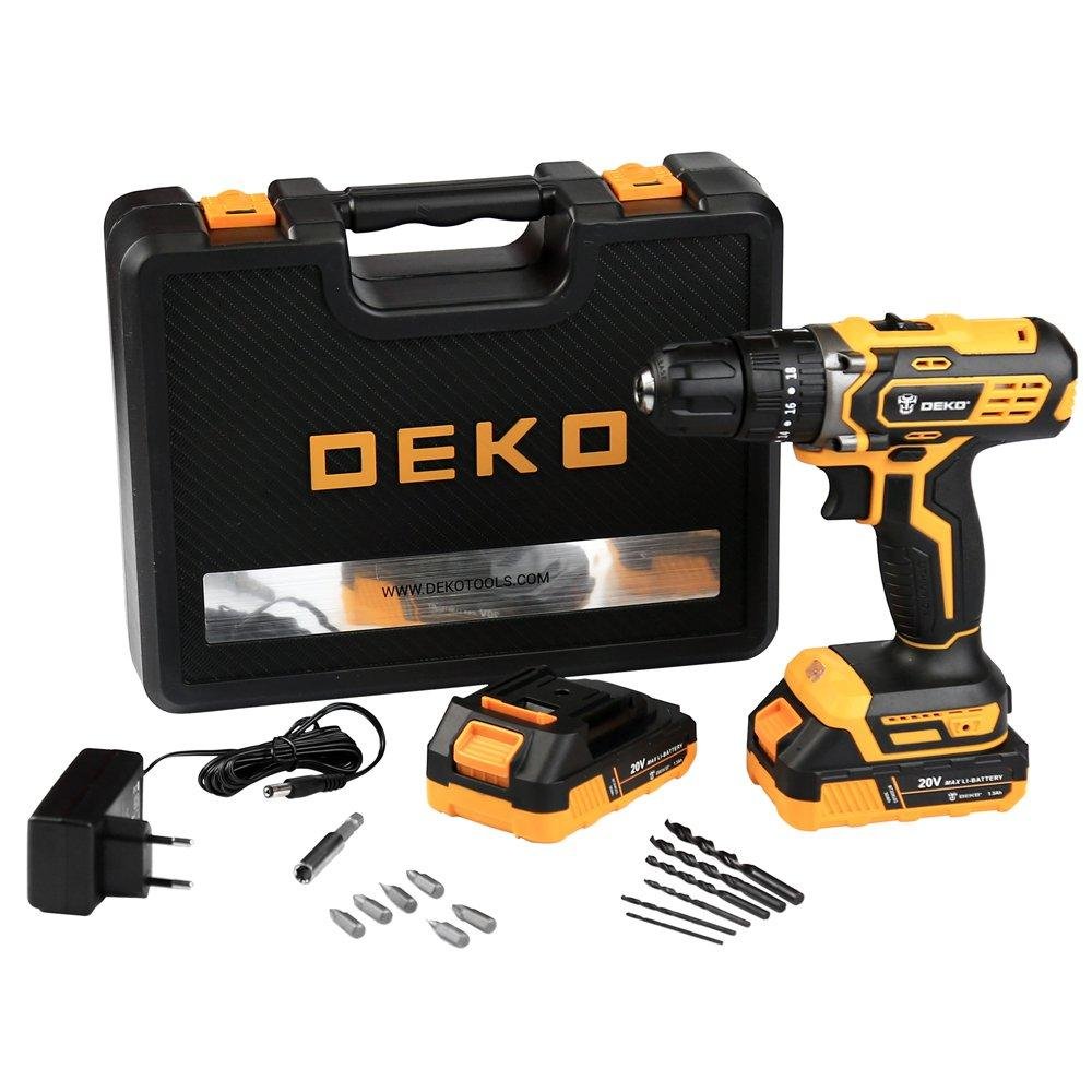 Furadeira e Parafusadeira de Impacto 3/8” 20V com 2 Baterias 1.5Ah, Carregador e Maleta com Acessórios DEKO-DKCD20ID01-5S3 - Imagem 3